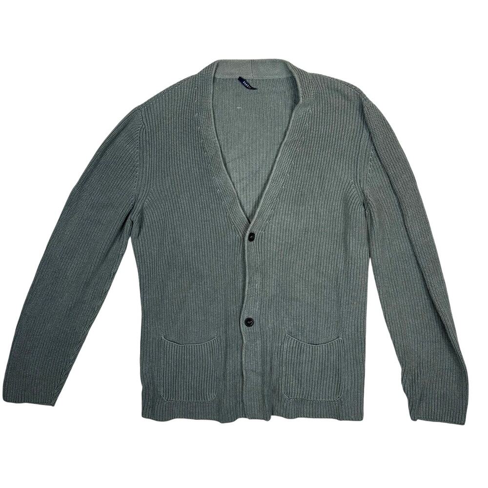 A Trip In a Bag Cable Knit Bamboo Cashmere Cardigan Green Men's 2XL